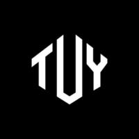 TUY letter logo design with polygon shape. TUY polygon and cube shape logo design. TUY hexagon vector logo template white and black colors. TUY monogram, business and real estate logo.