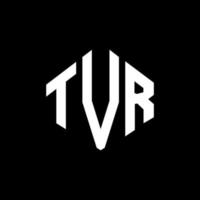 TVR letter logo design with polygon shape. TVR polygon and cube shape logo design. TVR hexagon vector logo template white and black colors. TVR monogram, business and real estate logo.