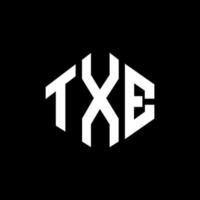 TXE letter logo design with polygon shape. TXE polygon and cube shape logo design. TXE hexagon vector logo template white and black colors. TXE monogram, business and real estate logo.
