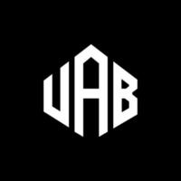 UAB letter logo design with polygon shape. UAB polygon and cube shape logo design. UAB hexagon vector logo template white and black colors. UAB monogram, business and real estate logo.