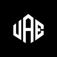 UAE letter logo design with polygon shape. UAE polygon and cube shape logo design. UAE hexagon vector logo template white and black colors. UAE monogram, business and real estate logo.