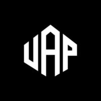 UAP letter logo design with polygon shape. UAP polygon and cube shape logo design. UAP hexagon vector logo template white and black colors. UAP monogram, business and real estate logo.