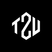 diseño de logotipo de letra tzu con forma de polígono. diseño de logotipo en forma de cubo y polígono tzu. tzu hexágono vector logo plantilla colores blanco y negro. monograma tzu, logotipo comercial y inmobiliario.