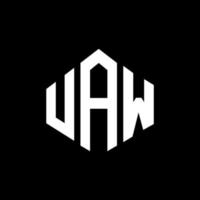 UAW letter logo design with polygon shape. UAW polygon and cube shape logo design. UAW hexagon vector logo template white and black colors. UAW monogram, business and real estate logo.