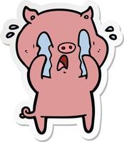 sticker of a crying pig cartoon vector