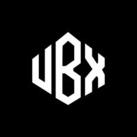 UBX letter logo design with polygon shape. UBX polygon and cube shape logo design. UBX hexagon vector logo template white and black colors. UBX monogram, business and real estate logo.