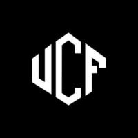 diseño de logotipo de letra ucf con forma de polígono. diseño de logotipo en forma de cubo y polígono ucf. plantilla de logotipo vectorial hexagonal ucf colores blanco y negro. monograma ucf, logotipo empresarial y inmobiliario. vector