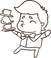 Waiter Charcoal Drawing vector