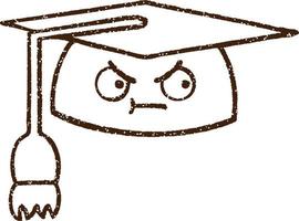 gorro de graduación dibujo al carboncillo vector