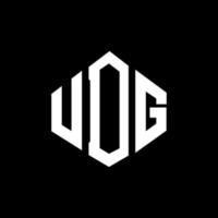 UDG letter logo design with polygon shape. UDG polygon and cube shape logo design. UDG hexagon vector logo template white and black colors. UDG monogram, business and real estate logo.