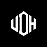 UDH letter logo design with polygon shape. UDH polygon and cube shape logo design. UDH hexagon vector logo template white and black colors. UDH monogram, business and real estate logo.