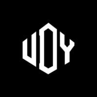 diseño de logotipo de letra udy con forma de polígono. udy polígono y diseño de logotipo en forma de cubo. udy hexágono vector logo plantilla colores blanco y negro. udy monograma, logotipo empresarial y inmobiliario.