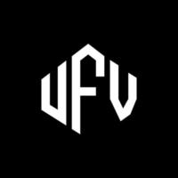 UFV letter logo design with polygon shape. UFV polygon and cube shape logo design. UFV hexagon vector logo template white and black colors. UFV monogram, business and real estate logo.