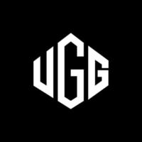 UGG letter logo design with polygon shape. UGG polygon and cube shape logo design. UGG hexagon vector logo template white and black colors. UGG monogram, business and real estate logo.