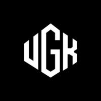 UGK letter logo design with polygon shape. UGK polygon and cube shape logo design. UGK hexagon vector logo template white and black colors. UGK monogram, business and real estate logo.