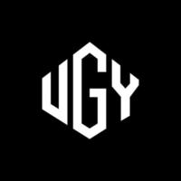 UGY letter logo design with polygon shape. UGY polygon and cube shape logo design. UGY hexagon vector logo template white and black colors. UGY monogram, business and real estate logo.