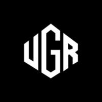 UGR letter logo design with polygon shape. UGR polygon and cube shape logo design. UGR hexagon vector logo template white and black colors. UGR monogram, business and real estate logo.