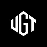 UGT letter logo design with polygon shape. UGT polygon and cube shape logo design. UGT hexagon vector logo template white and black colors. UGT monogram, business and real estate logo.