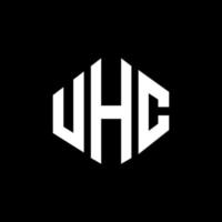 diseño de logotipo de letra uhc con forma de polígono. diseño de logotipo en forma de cubo y polígono uhc. uhc hexágono vector logo plantilla colores blanco y negro. monograma uhc, logotipo empresarial y inmobiliario.