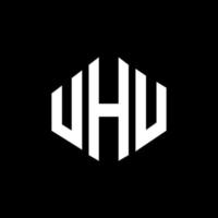 diseño de logotipo de letra uhu con forma de polígono. uhu polígono y diseño de logotipo en forma de cubo. uhu hexágono vector logo plantilla colores blanco y negro. monograma uhu, logotipo comercial y inmobiliario.