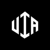 UIA letter logo design with polygon shape. UIA polygon and cube shape logo design. UIA hexagon vector logo template white and black colors. UIA monogram, business and real estate logo.