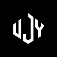 diseño de logotipo de letra ujy con forma de polígono. ujy polígono y diseño de logotipo en forma de cubo. ujy hexágono vector logo plantilla colores blanco y negro. monograma ujy, logotipo comercial e inmobiliario.