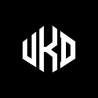 diseño de logotipo de letra ukd con forma de polígono. Diseño de logotipo en forma de cubo y polígono ukd. ukd hexágono vector logo plantilla colores blanco y negro. Monograma ukd, logotipo empresarial y inmobiliario.