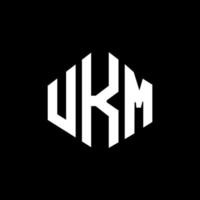 UKM letter logo design with polygon shape. UKM polygon and cube shape logo design. UKM hexagon vector logo template white and black colors. UKM monogram, business and real estate logo.