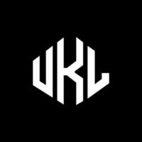 diseño de logotipo de letra ukl con forma de polígono. Diseño de logotipo en forma de cubo y polígono ukl. ukl hexágono vector logo plantilla colores blanco y negro. Monograma ukl, logotipo empresarial y inmobiliario.