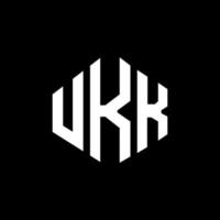 UKK letter logo design with polygon shape. UKK polygon and cube shape logo design. UKK hexagon vector logo template white and black colors. UKK monogram, business and real estate logo.