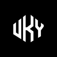 diseño de logotipo de letra uky con forma de polígono. diseño de logotipo en forma de cubo y polígono uky. uky hexágono vector logo plantilla colores blanco y negro. monograma uky, logotipo comercial y inmobiliario.
