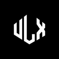 ULX letter logo design with polygon shape. ULX polygon and cube shape logo design. ULX hexagon vector logo template white and black colors. ULX monogram, business and real estate logo.