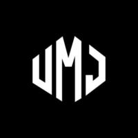 UMJ letter logo design with polygon shape. UMJ polygon and cube shape logo design. UMJ hexagon vector logo template white and black colors. UMJ monogram, business and real estate logo.