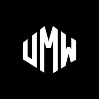 UMW letter logo design with polygon shape. UMW polygon and cube shape logo design. UMW hexagon vector logo template white and black colors. UMW monogram, business and real estate logo.