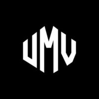 UMV letter logo design with polygon shape. UMV polygon and cube shape logo design. UMV hexagon vector logo template white and black colors. UMV monogram, business and real estate logo.