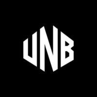 UNB letter logo design with polygon shape. UNB polygon and cube shape logo design. UNB hexagon vector logo template white and black colors. UNB monogram, business and real estate logo.
