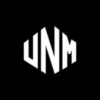 UNM letter logo design with polygon shape. UNM polygon and cube shape logo design. UNM hexagon vector logo template white and black colors. UNM monogram, business and real estate logo.