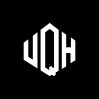 UQH letter logo design with polygon shape. UQH polygon and cube shape logo design. UQH hexagon vector logo template white and black colors. UQH monogram, business and real estate logo.