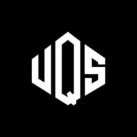 UQS letter logo design with polygon shape. UQS polygon and cube shape logo design. UQS hexagon vector logo template white and black colors. UQS monogram, business and real estate logo.