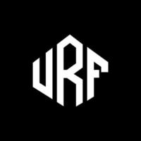 URF letter logo design with polygon shape. URF polygon and cube shape logo design. URF hexagon vector logo template white and black colors. URF monogram, business and real estate logo.