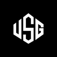 USG letter logo design with polygon shape. USG polygon and cube shape logo design. USG hexagon vector logo template white and black colors. USG monogram, business and real estate logo.