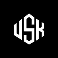 diseño de logotipo de letra usk con forma de polígono. usk polígono y diseño de logotipo en forma de cubo. Usk hexágono vector logo plantilla colores blanco y negro. monograma usk, logo comercial e inmobiliario.