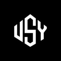 USY letter logo design with polygon shape. USY polygon and cube shape logo design. USY hexagon vector logo template white and black colors. USY monogram, business and real estate logo.