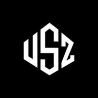 USZ letter logo design with polygon shape. USZ polygon and cube shape logo design. USZ hexagon vector logo template white and black colors. USZ monogram, business and real estate logo.