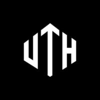 UTH letter logo design with polygon shape. UTH polygon and cube shape logo design. UTH hexagon vector logo template white and black colors. UTH monogram, business and real estate logo.