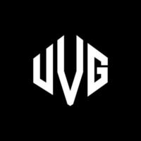 UVG letter logo design with polygon shape. UVG polygon and cube shape logo design. UVG hexagon vector logo template white and black colors. UVG monogram, business and real estate logo.