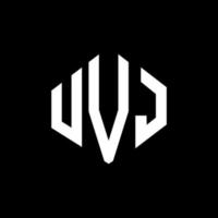 UVJ letter logo design with polygon shape. UVJ polygon and cube shape logo design. UVJ hexagon vector logo template white and black colors. UVJ monogram, business and real estate logo.