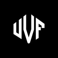 UVF letter logo design with polygon shape. UVF polygon and cube shape logo design. UVF hexagon vector logo template white and black colors. UVF monogram, business and real estate logo.