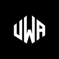 UWA letter logo design with polygon shape. UWA polygon and cube shape logo design. UWA hexagon vector logo template white and black colors. UWA monogram, business and real estate logo.