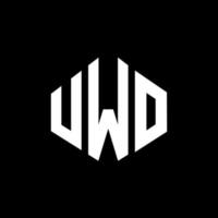 diseño de logotipo de letra uwo con forma de polígono. uwo diseño de logotipo en forma de polígono y cubo. uwo hexágono vector logo plantilla colores blanco y negro. uwo monograma, logotipo comercial e inmobiliario.